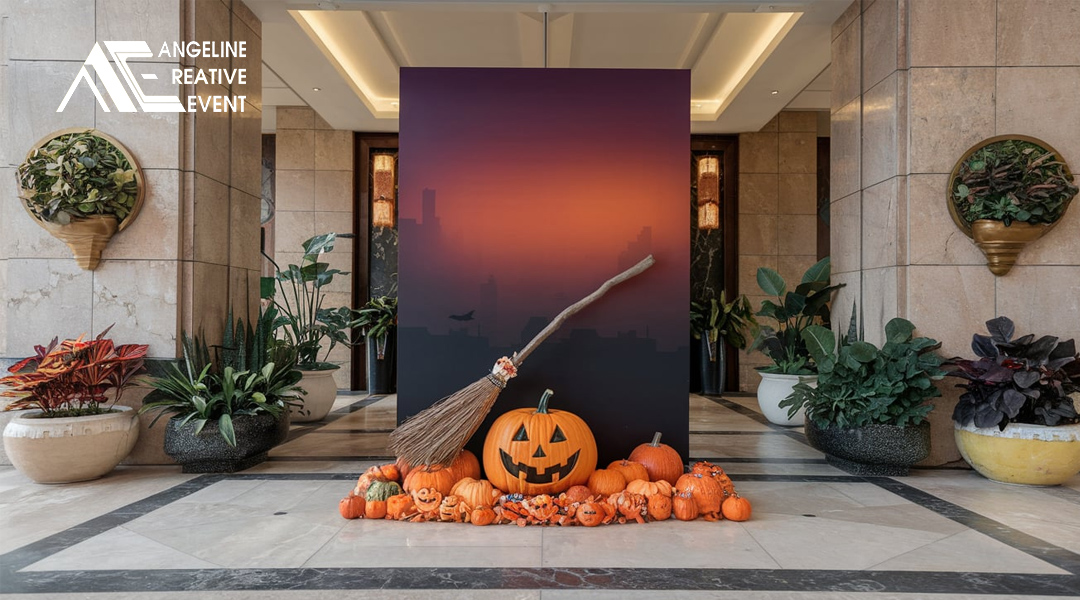 Khu vực chụp ảnh Halloween ở sảnh toà nhà