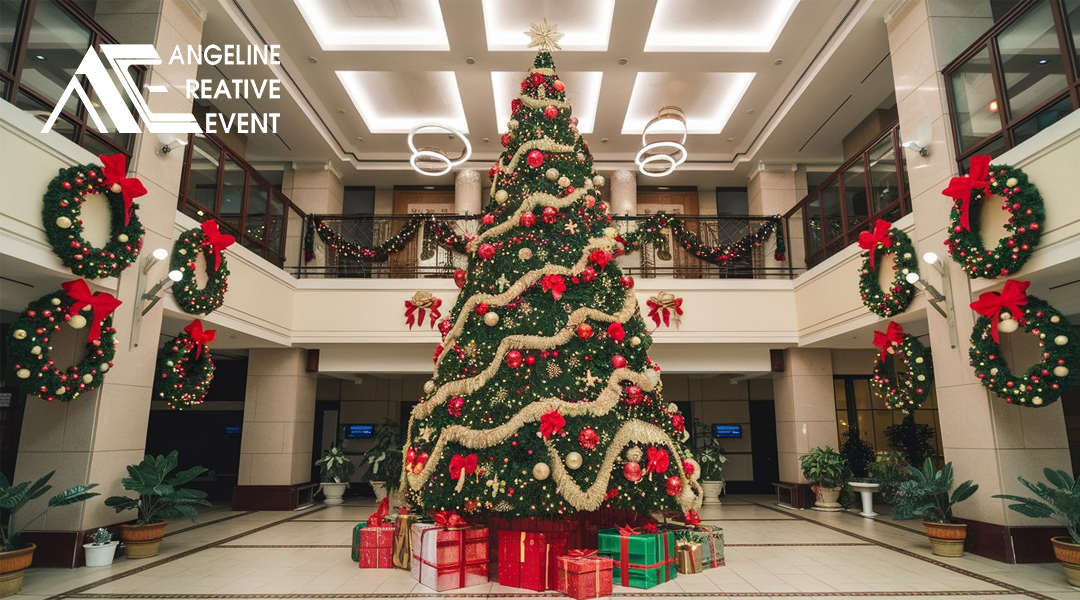 Toà nhà được trang trí noel theo phong cách cổ điển