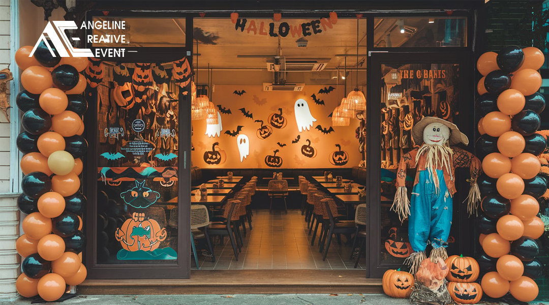 Trang trí Halloween cửa ra vào quán cà phê