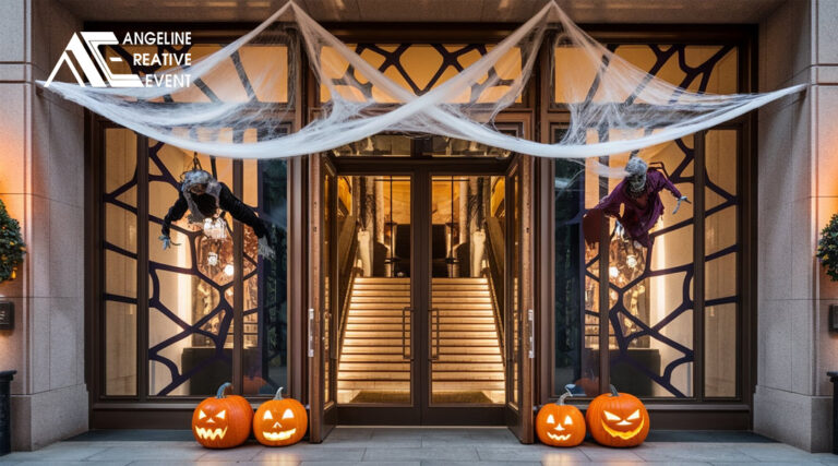 Trang trí Halloween khu vực ra vào toà nhà