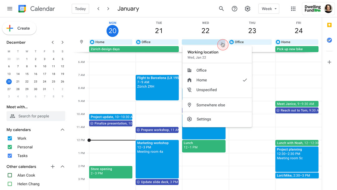 Công cụ Google Calendar