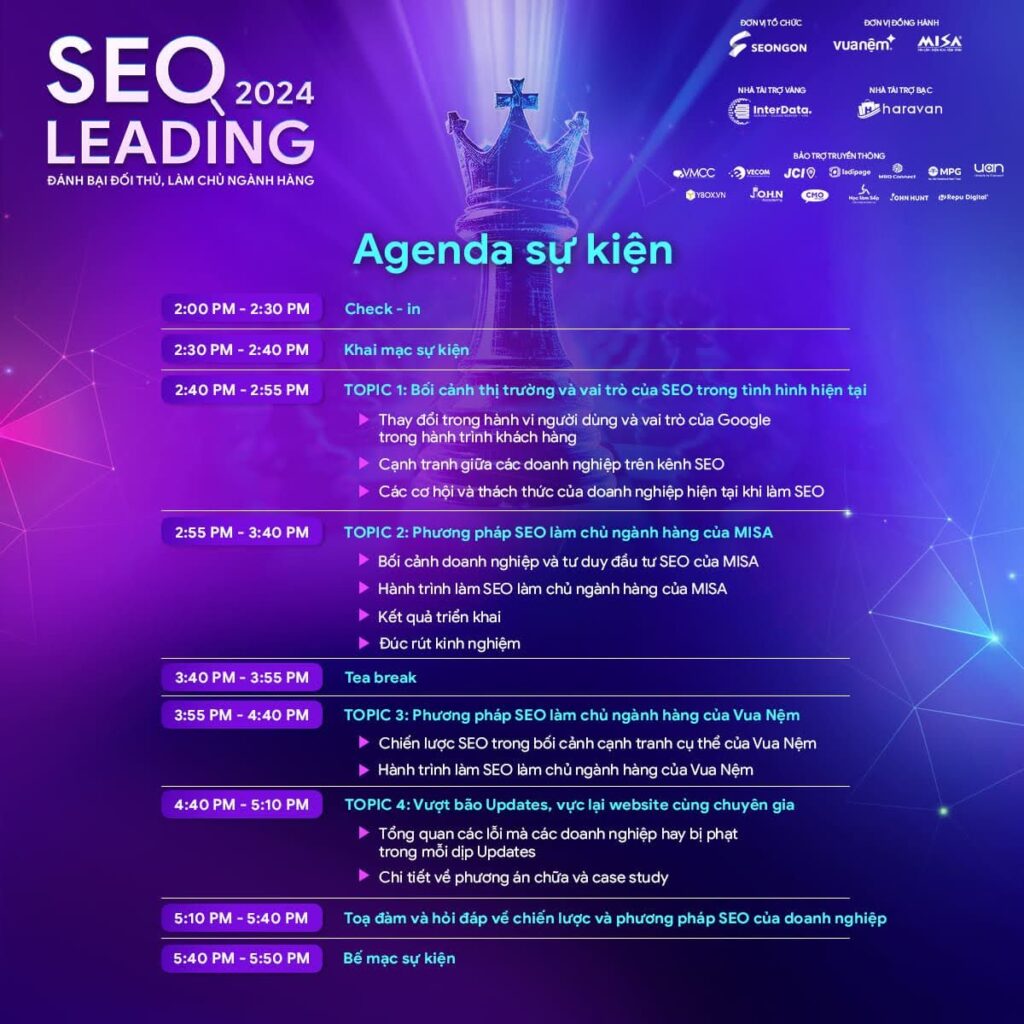 Mẫu agenda sự kiện của Seongon